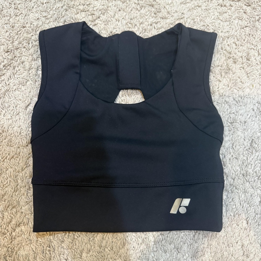 Forme Sports Bra Womens Small Black Posture Support Longline Crop Top Athletic